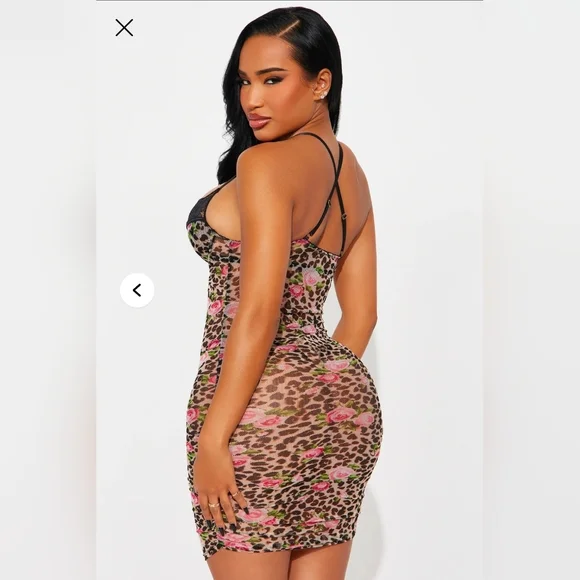 Animal Print Leopard Mesh Chemise Large - Picture 2 of 2